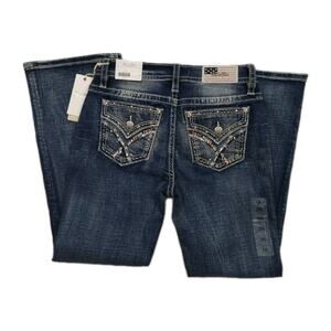 MISS ME Mid Rise Boot Jeans Women's Size 29x30 USA Flag embellished Pockets NWT